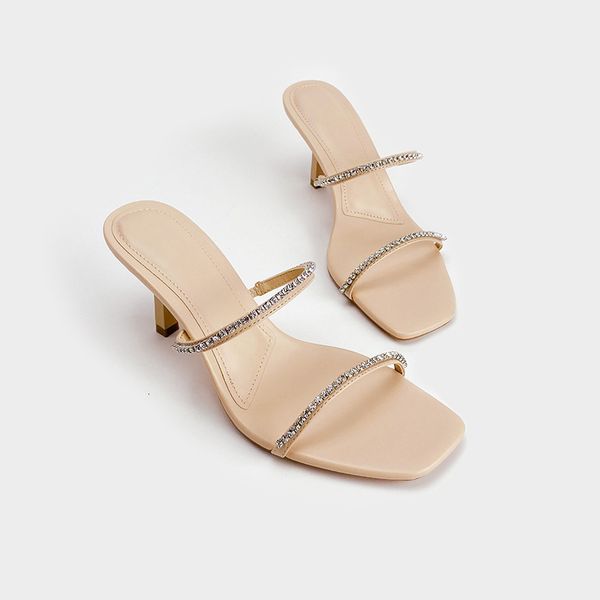 

sandals women s shoes beige square toe accessories high heel 230313, Black