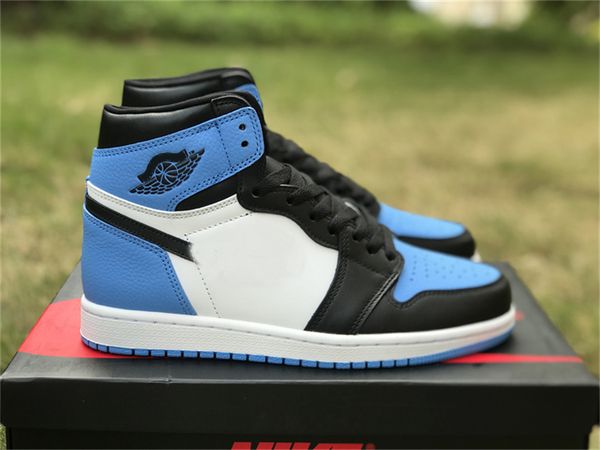

2023 authentic 1 1s unc toe basketball shoes air sports sneakers trainers mens university blue black white with original box