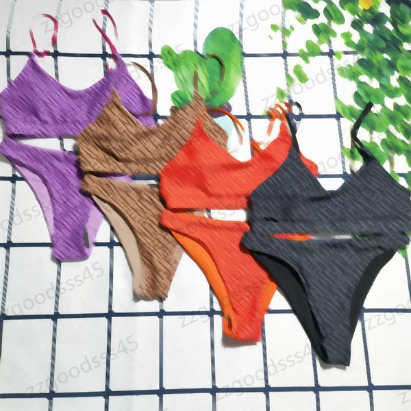 

designer swimsuits womens summer fashion casual transparent strap two-piece bikini letter print design custom cotton fabric beach bathing su, White;black