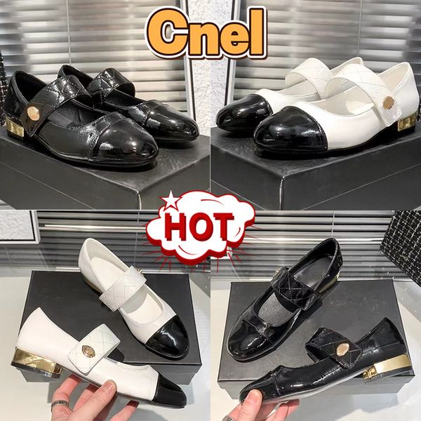 

2023 women luxury dress shoes designer block heel pumps womens high heels mary jane pump heel cnel calfskin sandals sneakers cap toe lady sq, Black