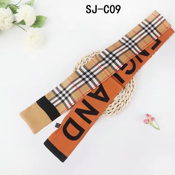 

designer letters print floral silk scarf headband for women fashion scarves shoulder tote luggage bb head wraps double ribbon ladies gift wh, Blue;gray