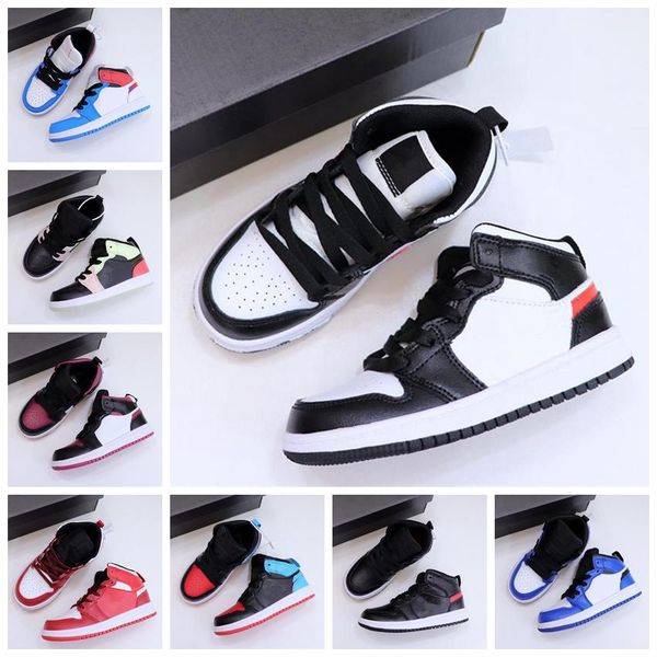 

new fashion 2022 designer kids shoes university blue basketball shoe jumpman bordeaux dark gum hand crafted dark marina boys girls kid polle, Black