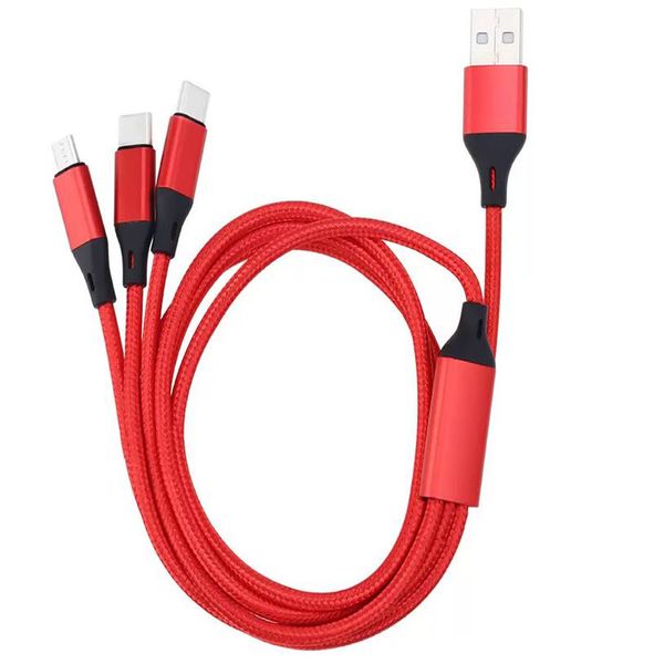 

woven 3 in 1 usb cables fast charging usb-c micro data sync cable for htc xiaomi 12 11 huawei samsung mobile phone charge cord