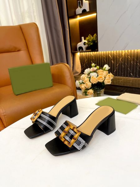 

designer sandals bamboo buckle rock calfskin leather mid-heel summer lace-up sandals women's dress shoes formal casual party shopping s, Black