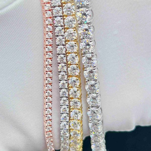 

designer jewelry hip hop women men vvs moissanite tennis choker chain iced out jewelry tennis chain moissanite tennis necklace, Silver