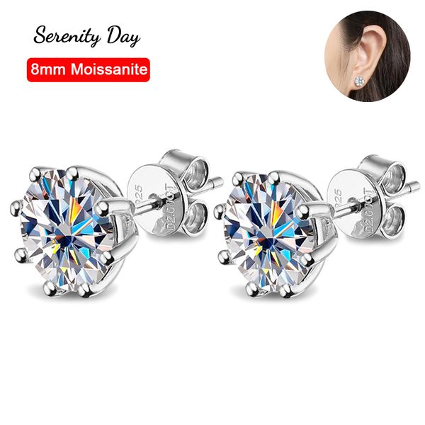 

charm serenity d color classics eight claw 4 carat a pair stud earrings for women s925 sterling silver plate pt950 jewelry 230313, Golden