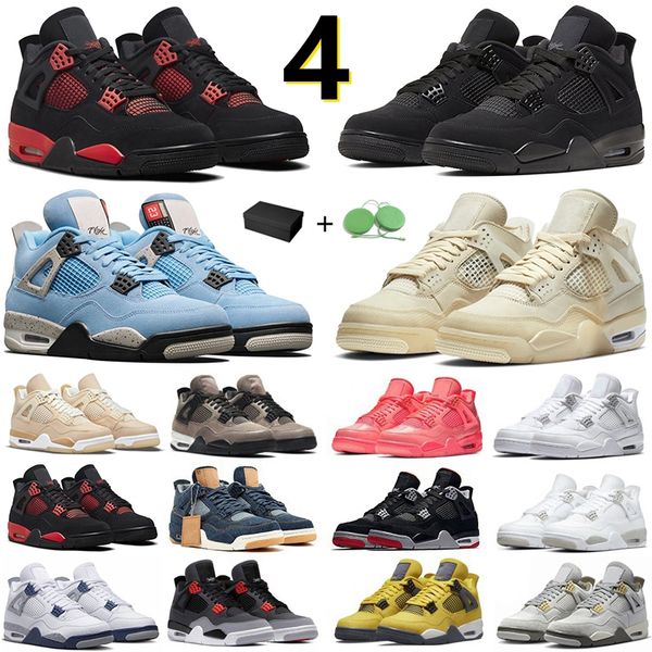 

4 4s men women basketball shoes pine green military black cat red thunder white oreo unc blue sail lightning seafoam pure money mens trainer