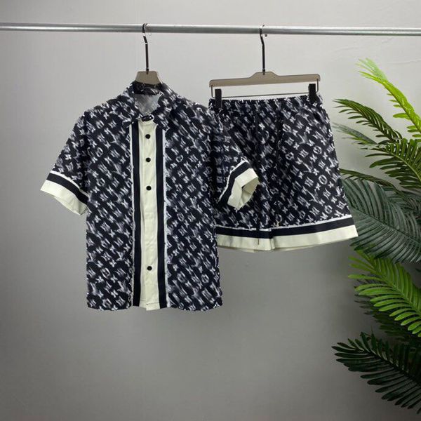 

men's plus tees polos 2023 summer new fashion crew neck t shirt cotton short sleeve shirt hawaiian beach print shirt shorts sports suit, Black;brown