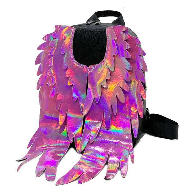 

school bag s leather backpack laser color big wing korea dual use shoulder bag bagpack 230313