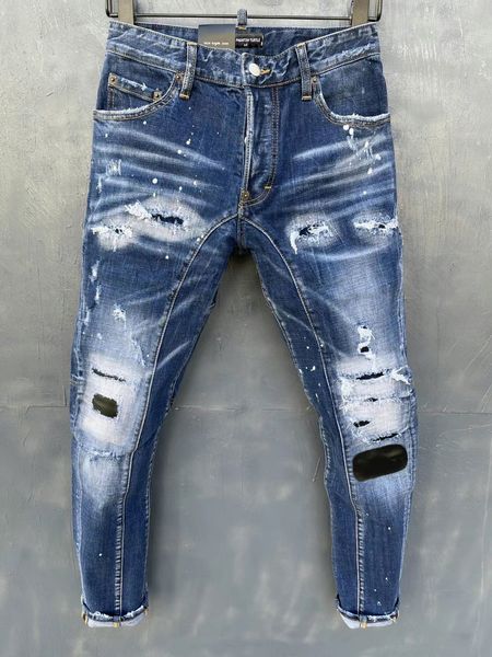 

dsq men's jeans dsq phantom turtle classic fashion man hip hop rock moto mens casual design ripped distressed skinny denim biker 5168, Blue