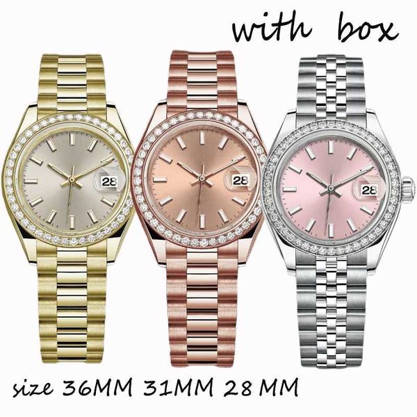 

luxury watch designer diamond watches womens automatic rose gold date size 36mm 31mm 28mm sapphire glass waterproof montres pour dames ladie, Slivery;black