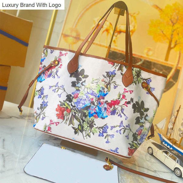 

l bag handbags garden handbag tote shopping bag women shoulder bags floral pattern leather handle fashion letters large capacity pocket zip, Black