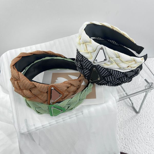 

luxury classical designer headbands triangle p-letter hair bands for women girl brand elastic inlay diamond headband casual fashion head wra, Silver
