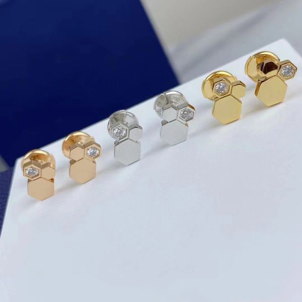 

charm 925 sterling silver zircon honeycomb stud earrings ladies fashion jewelry trend brand luxury wedding high 230313, Golden