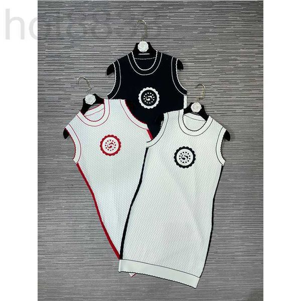 

casual dresses designer 2023 new luxury fashion knitted elegant tank women o-neck sleeveless sequin letter pattern straight mini 5xwa, Black;gray