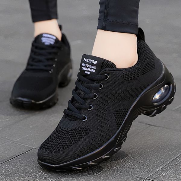 

dress shoes sneakers women mesh breathable flat anti-slip woman sneaker outdoor trainer female zapatos de mujer sport shoe 230313, Black