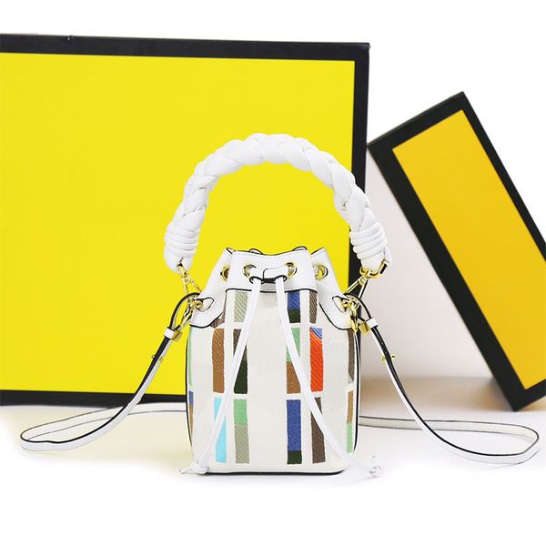 

multicolor canvas bucket bag mini hand bag women handbag purse drawtring clsoure embroidery fashion letters totes crossbody bags two detacha