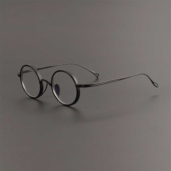 

sunglasses 2023 new the wannian gui kmn122 ultra-light pure titanium glasses can be equipped with round anti-blue light frame, White;black