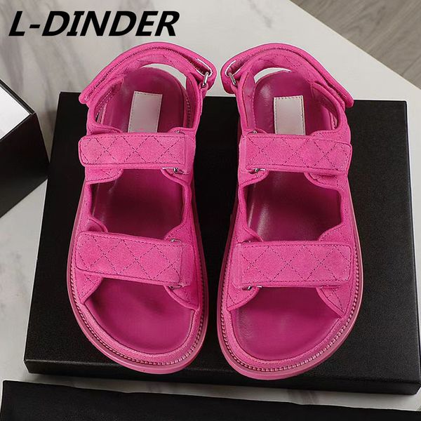 

sandals summer thick sole sandals women magic tape flat platform beach vacation shoe woman height increase leisure flats sandal 230313, Black