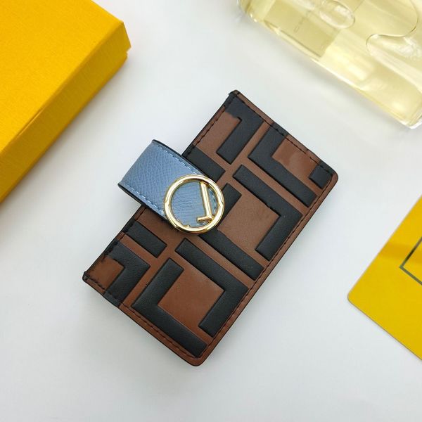 

luxury designer card holder genuine leather purse fashion f womens purses mens key ring credit cards wallet bag travel documents passport ho, Brown;gray