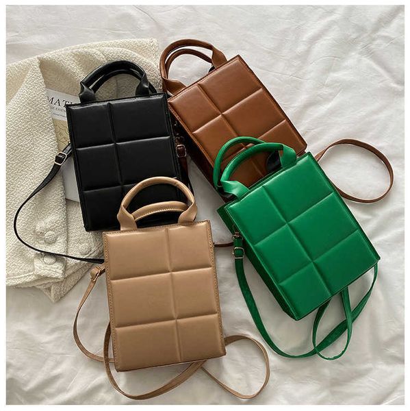 

handbags for women new fashion retro plaid shoulder bags square crossbody bags pu leather solid color vertical square bags 230308