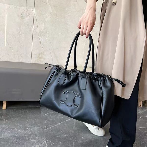 

fashion shopping bag women's handbag high-end design drawstring portable tote bag luxury large capacity casual one shoulder underarm ba