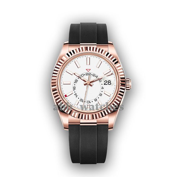 

abb_watches mens watch automatic mechanical sky watches modern business wristwatch round stainless steel rubber watch luxury limited butterf, Slivery;brown