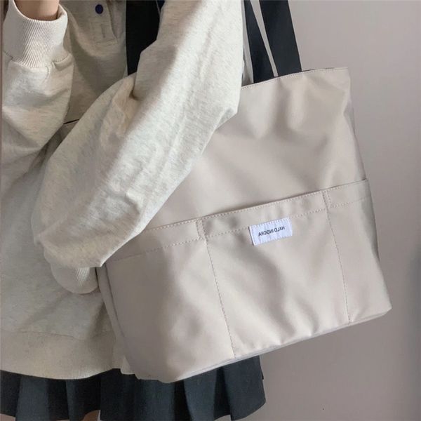 

shopping bags women tote aesthetic solid color students casual handbag shoulder large capacity oxford reusable beach 230313