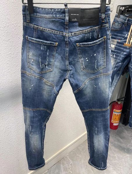 

dsq phantom turtle men's jeans classic fashion man jeans hip hop rock moto mens casual design ripped jeans distressed skinny denim bike, Blue