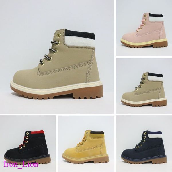 

2024 luxury kid shoes boots classic yellow timber boot waterproof casual ankle land boot cut snow hiking sports trainer sneakers, Black