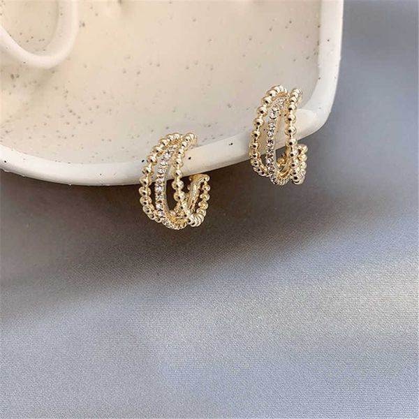 

dangle chandelier korea three-layer crescent earring studded earrings korea new fashion needle hipster personality earrings women g230313, Silver
