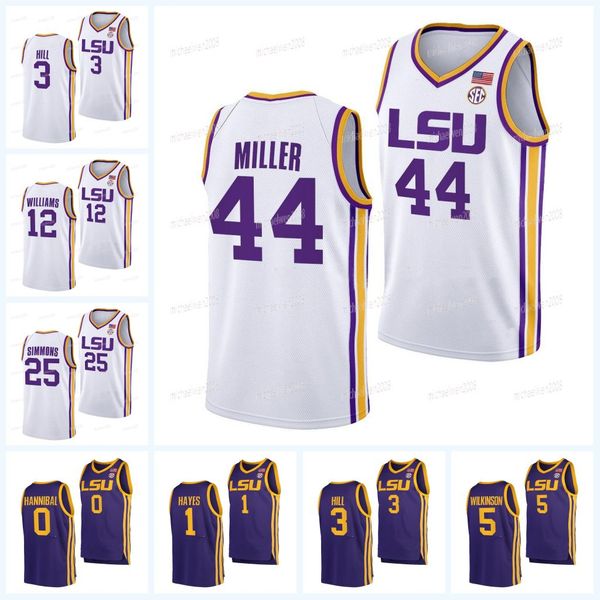 

lsu tigers college basketball jersey adam miller kj williams justice williams corneilous williams mwani wilkinson tyrell ward jalen reed jus, Black
