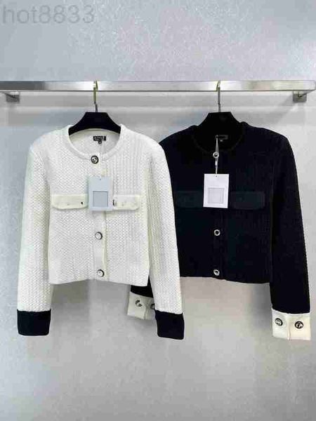 

women's sweaters designer 2023 new spring milan runway o neck long sleeve sweater high end jacquard cardigan clothing 8gx4, White;black
