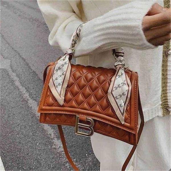 

handbag 2023 fashion women's bag leather quality handbag diagonal cross red square lattice embroidered thread chain bag