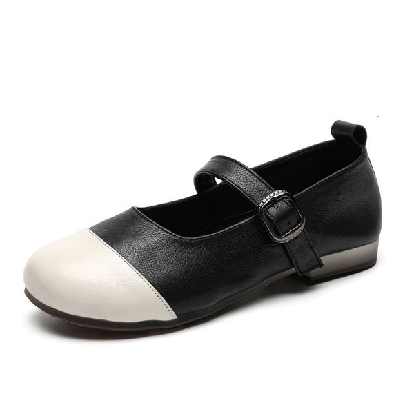 

dress shoes leather british retro one pedal flat 230313, Black