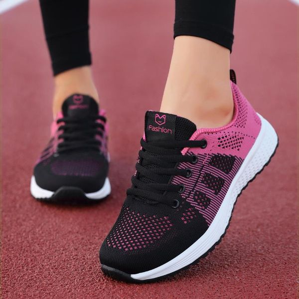 

dress shoes women sneakers mesh breathable casual wedges for flats lightweight lace-up summer woman vulcanize 230313, Black