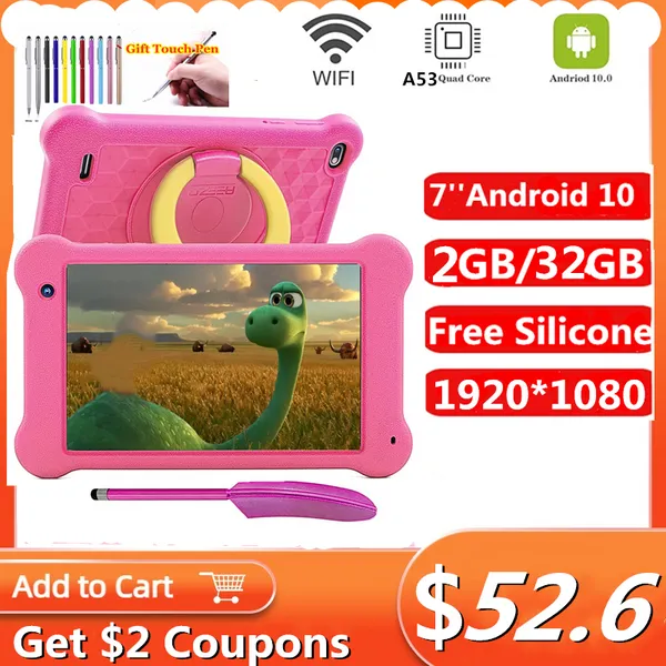 

7 inch android 10 tk701 kid tablet pc 2gb ram 32grom gift silicone case quad core 1920*1080 ips screenwifi type-c stylus