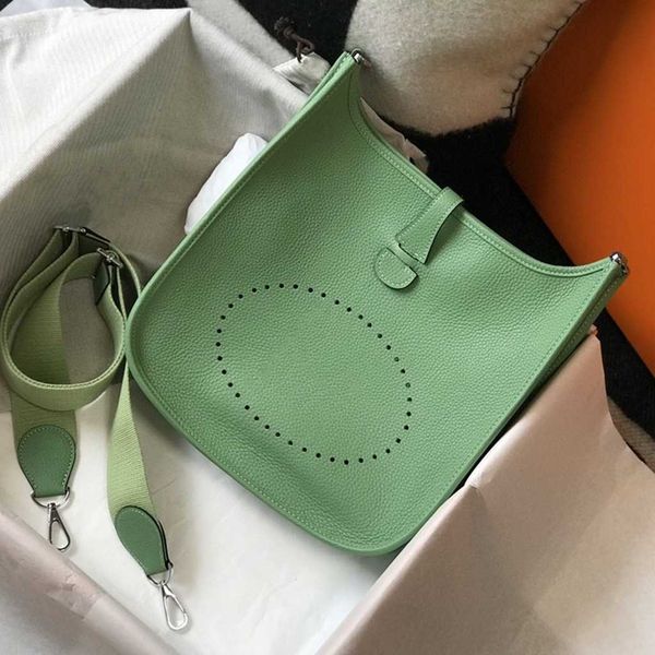 

designer bag genuine 2023 leather evelynbag versatile bags cowhide litchi pattern tote one shoulder crossbody women's 29cm with fl8r