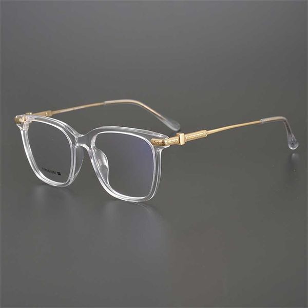 

sunglasses 2023 new japanese-style ins style transparent hand-made fashionable gold plate pure titanium eyeglass frame, White;black