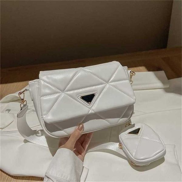 

handbag 2023 fashion women's bag leather quality handbag women's can be and mixed batches simple rhombic lattice strap three in fe
