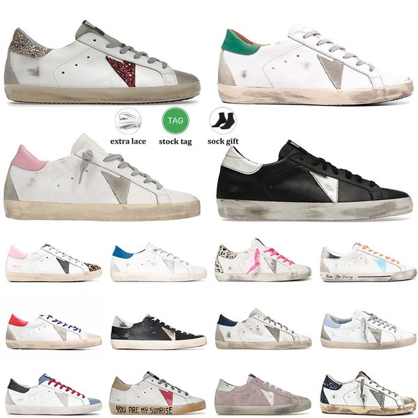 

luxury classic italy brand sneakers casual shoe 2023 new release super star golden gooses sequin white do-old dirty designer snake skin heel, Black