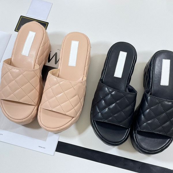

women slides sandals designer platform slide high slipper thick bottoms ladies flip flops embroidery printed fashion summer beach casual sho, Black