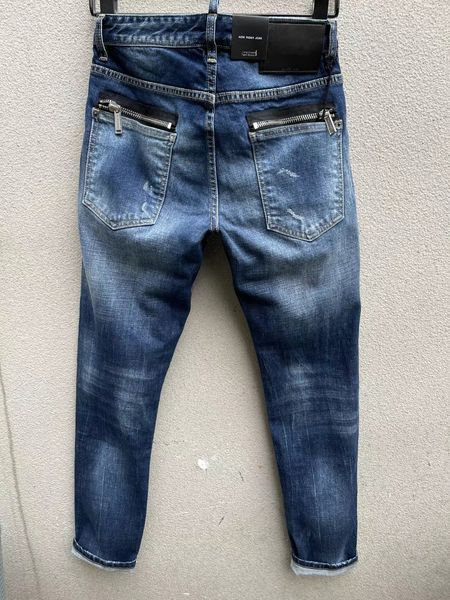 

men's jeans dsq phantom turtle classic fashion man hip hop rock moto mens casual design ripped distressed skinny denim biker 2039s, Blue