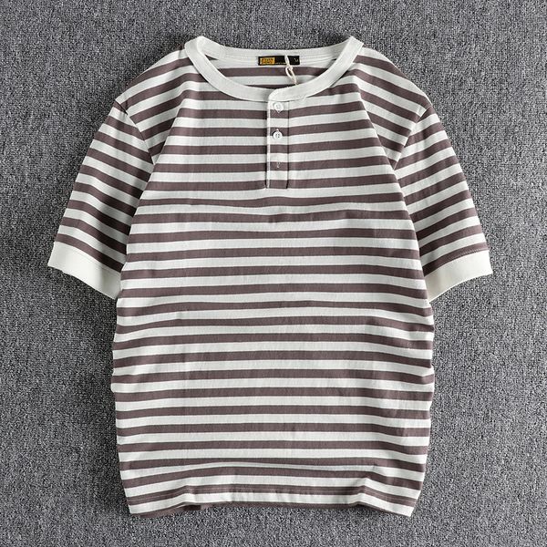 

men's t-shirts henry neck striped short-sleeved men's t-shirt comfortable sea soul bottom shirt half sleeve tee shirt 102 230313, White;black