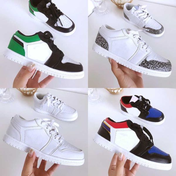 

low 2021 cut classic 1 chicago skateboarding children boy girl kid youth sports shoes basketball skate sneaker size eur22-35 kids shoe, Black