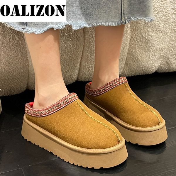

slippers women fur flip flops platform slippers winter shoes short plush casual home cotton shoes warm flats boots mules zapatos 230313, Black