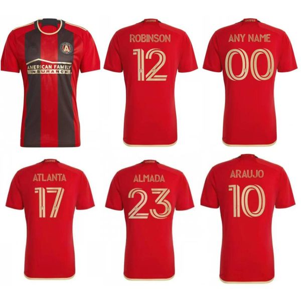 

2023/24 atlanta united fc soccer jerseys #7 martinez sosa almada uniform mens #10 araujo robinson atlanta shirt, Black;yellow