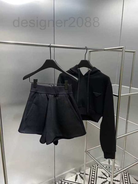 

women's hoodies & sweatshirts designer 2023 hooded long sleeve summer hoodie with skirts women embroidery style simple fashion school, Black