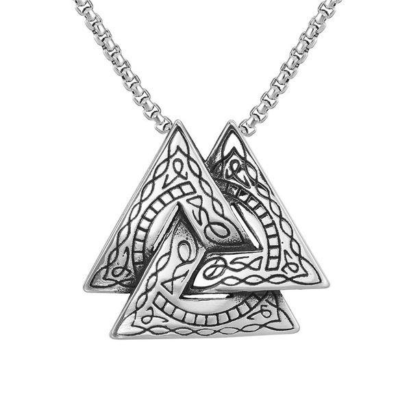 

10pcs retro viking triangle pendant necklace men's necklace new fashion metal retro accessories party jewelry, Silver