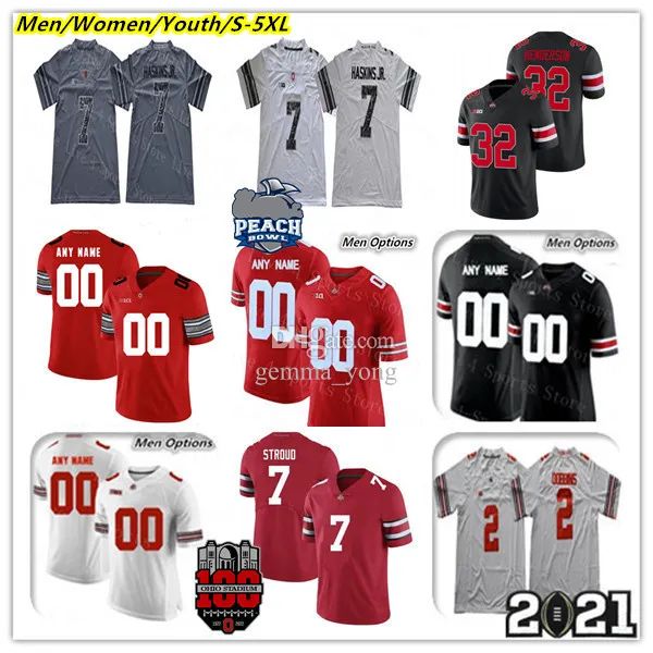 

custom peach bowl ohio state buckeyes osu college football jerseys c.j. stroud treveyon henderson jaxon smith-njigba miyan williams hayden m, Black;red